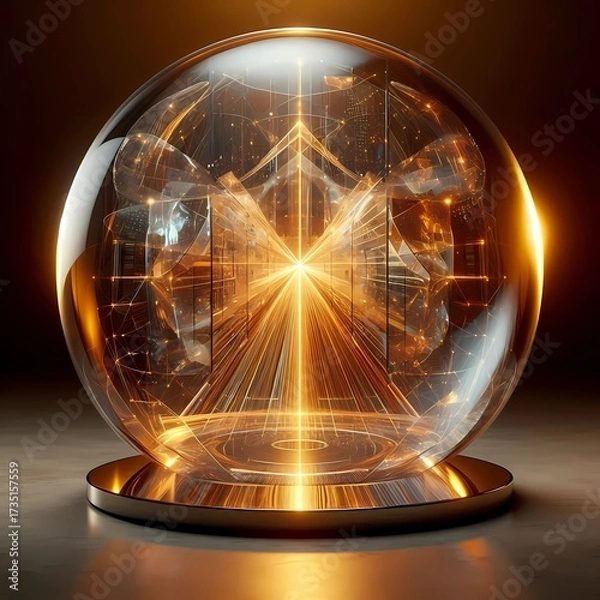 Fototapeta Prism Data Dome · Golden Light Refraction