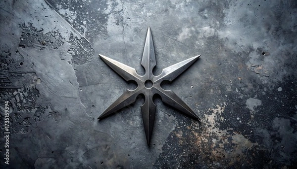 Obraz Metallic star on grey floor