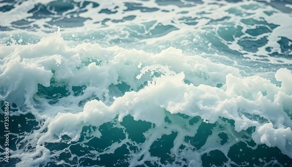 Fototapeta Close-up of churning ocean water, whitecaps and foam visible,  design,  oceanography