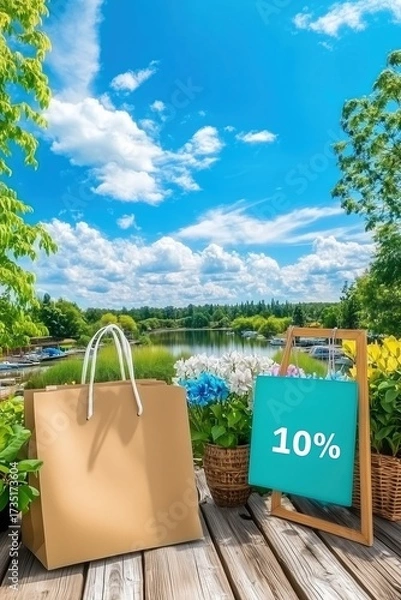 Obraz yellow tag discount, Price drop promotion, Retail markdown signage, Seasonal savings concept, E-commerce discount icon, Clearance stock image,