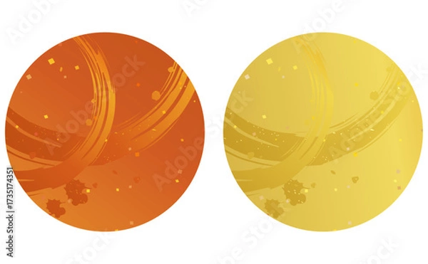 Fototapeta 丸型の和風背景素材セット