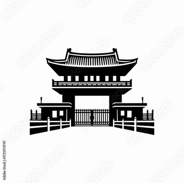 Fototapeta DMZ Border Gate Silhouette – Demilitarized Zone Korea Vector