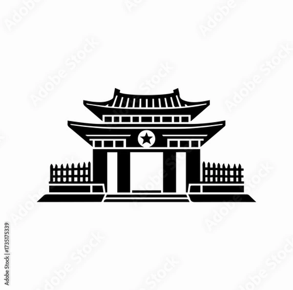 Fototapeta DMZ Border Gate Silhouette – Demilitarized Zone Korea Vector