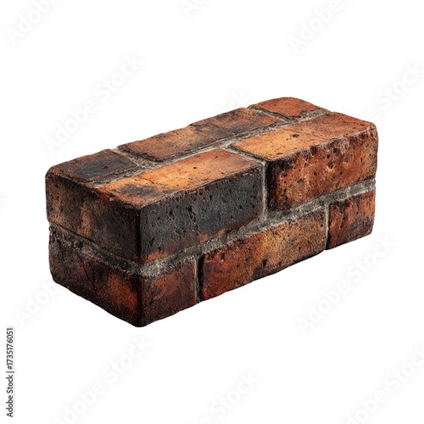 Fototapeta Single rectangular brick, reddish-brown hue, textured surface