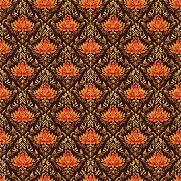 Fototapeta seamless pattern with red flowers