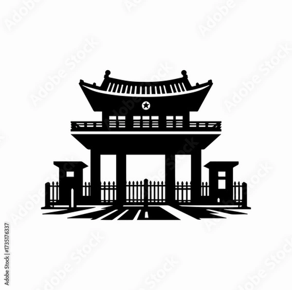 Fototapeta DMZ Border Gate Silhouette – Demilitarized Zone Korea Vector