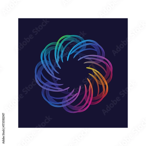 Fototapeta Abstract colorful background vector illustration featuring a floral swirl pattern with blue and vibrant curve lines
