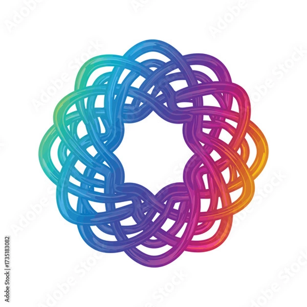 Fototapeta A green 3D Celtic knot vector illustration with a ball design forms an intricate symbol and decorative pattern perfect for a tattoo or icon