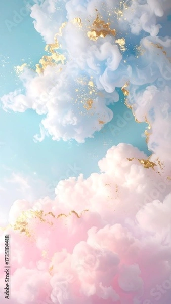 Obraz Pastel cloudscape with gold accents