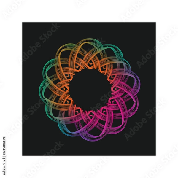 Fototapeta Abstract colorful vector art illustration with a sun pattern and circle design concept