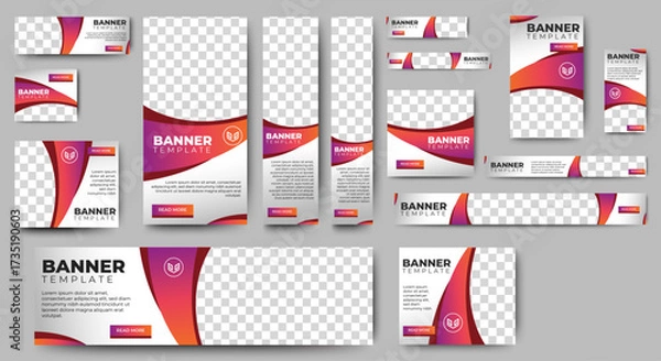Fototapeta business web banners template design with image space. vector	