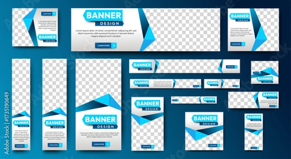 Fototapeta Business web banner template set. Vector horizontal, vertical, square web ads banner. Abstract Business Ads poster for Web post Design Template. Social Media Cover ads banner, flyer, invitation card