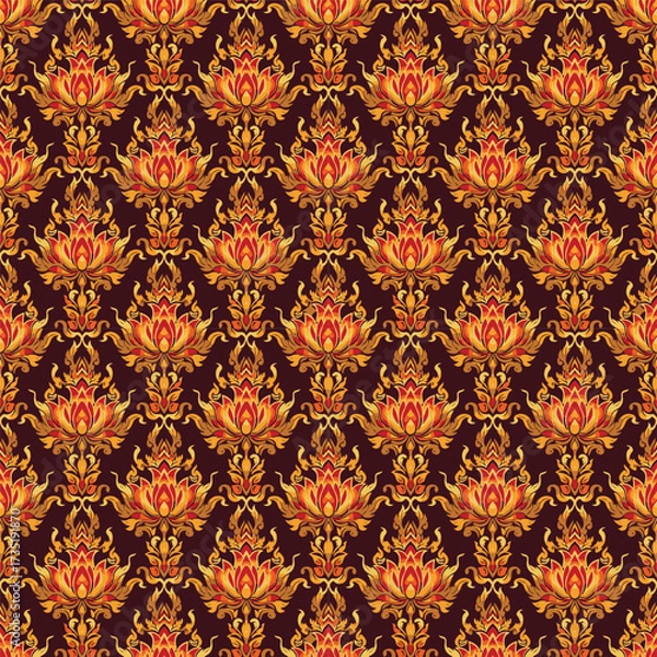Fototapeta thai style seamless damask pattern