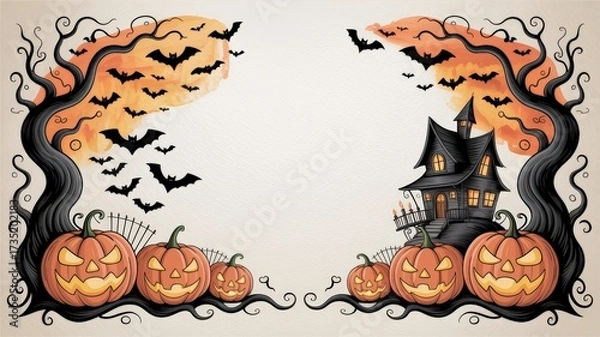Fototapeta Spooky asymmetrical halloween illustration