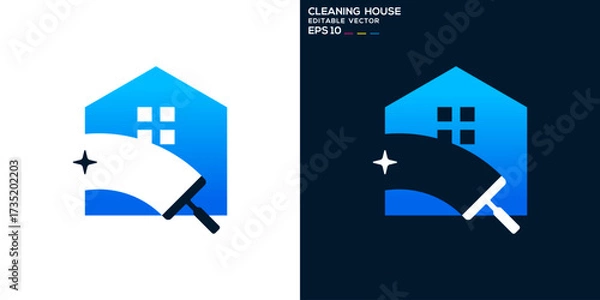Fototapeta Cleaning service logo. Shiny, clean, comfortable, service, home. Vector design template.