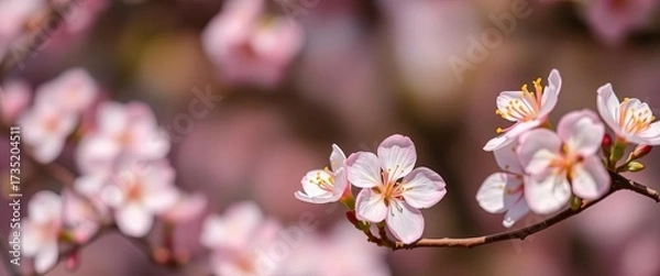 Fototapeta Soft focus spring blossoms, pastel colors, bokeh effect,  invitation,  element