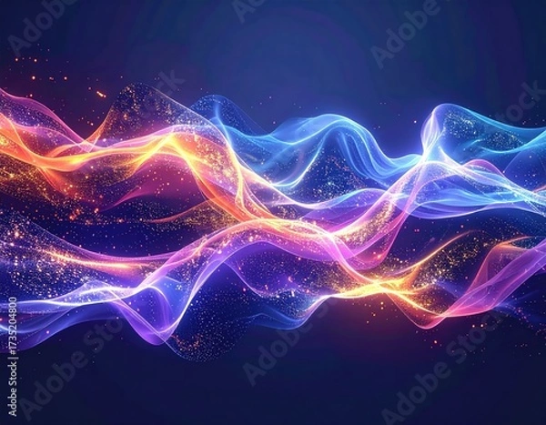 Obraz Swirling waves of vibrant light and sparkling particles