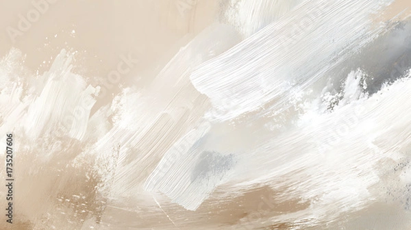 Fototapeta Soft white background with artistic brush strokes, a neutral abstract design for branding. (柔和的白色背景上有艺术笔触，是用于品牌打造的中性抽象设计。)