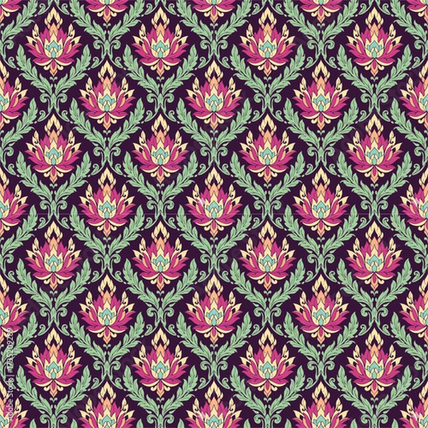 Fototapeta seamless damask pattern