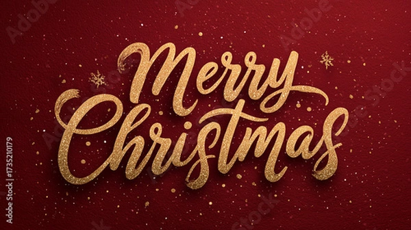 Obraz Merry Christmas backdrop in script and maroon background