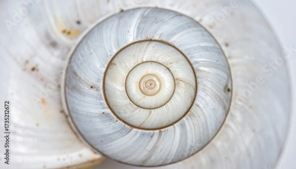 Fototapeta White Circular shell closeup of small snail