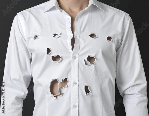 Obraz Ripped white shirt on a man