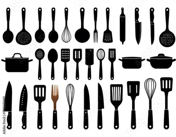 Obraz Kitchen Utensils and Tools Collection.