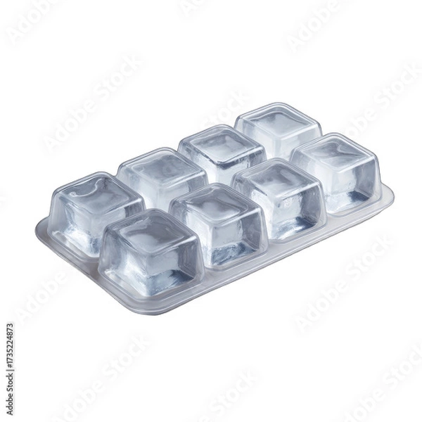 Obraz Clear, square ice cubes in a light-colored tray