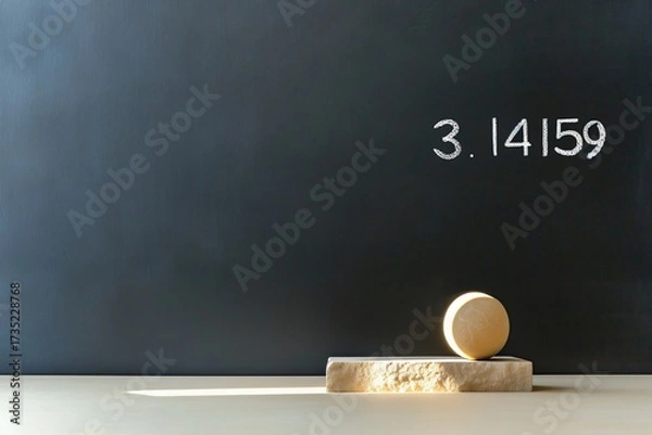 Fototapeta Mathematical concept demonstration classroom educational image minimalist setting side view pi representation