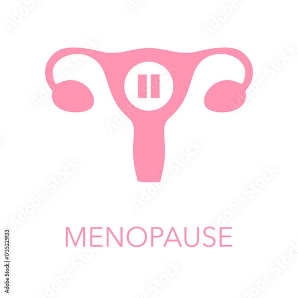 Fototapeta Menopause Icon. Illustration of a Uterus with Pause Symbol, Representing Menopausal Transition and Reproductive Health