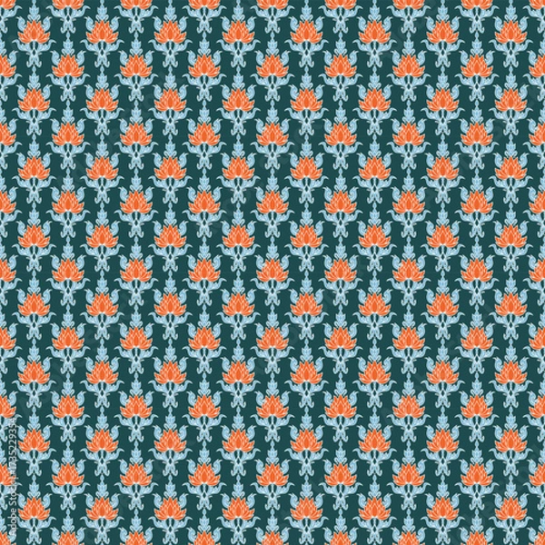 Fototapeta seamless pattern with red flowers
