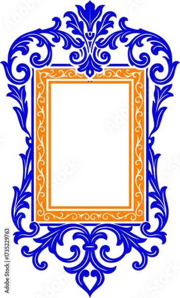 Fototapeta Ornate Frame with Floral Swirls and Detailed Border, Glass border, image frame, page cover border decoration, floral corner, cover design.
Elegant Floral Border with Intricate Leaf and Bloom Details, 