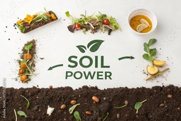 Fototapeta Kitchen Scraps Composting Process Turns Waste Into Soil Power