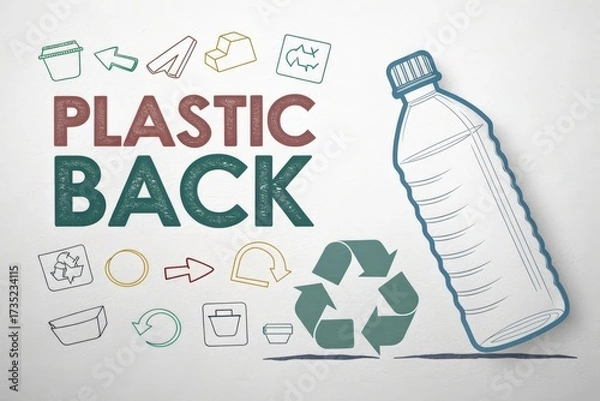 Fototapeta Plastic bottle transforming into recycling arrows in conceptual design