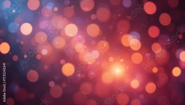 Fototapeta Orange and Pink Abstract Light Background with Sparkling Glitter for Romantic Summer Event Backdrop