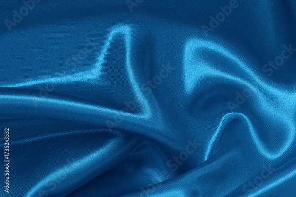 Fototapeta Blue fabric cloth texture for background and design art work, beautiful crumpled pattern of silk or linen.
