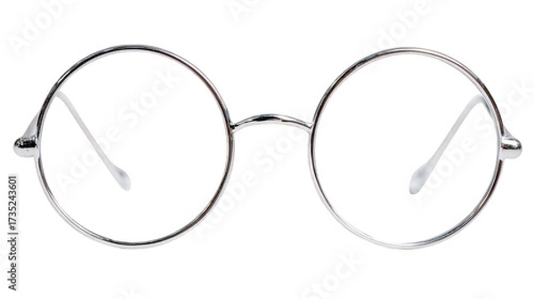 Obraz Round Metal Frame Eyeglasses on Transparent Background