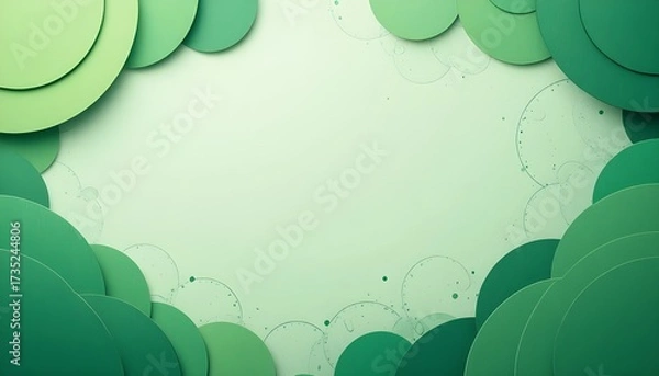 Fototapeta Green Abstract Background with Semicircles and Copy Space for Writing or Creative Modern Design