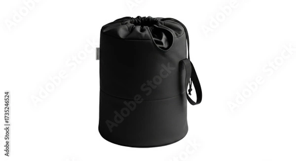 Fototapeta Black Cylindrical Drawstring Storage Bag featuring bag, black, cylindrical, drawstring, storage professional design for marketing needs
