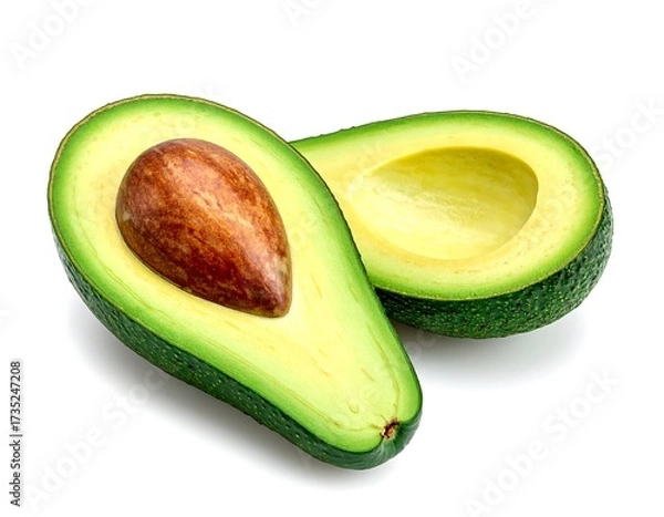Obraz Two halves of an avocado, vibrant green skin