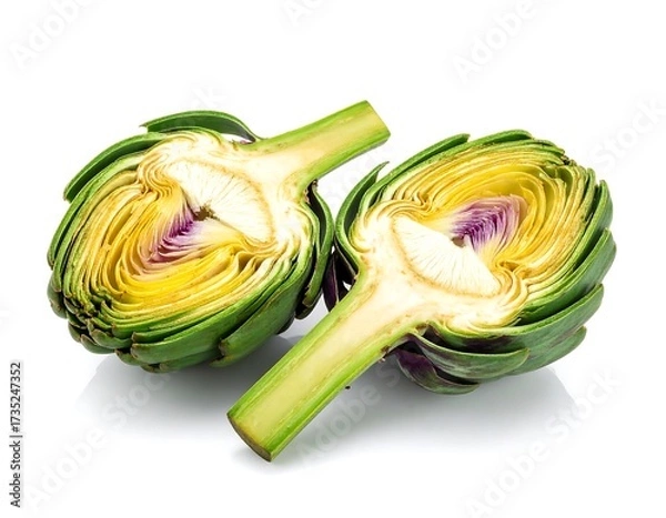 Obraz Two halves of artichoke, cut open, showing interior