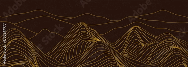 Obraz Minimalist Mountain line art texture. Abstract mountain landscapes backgrounds. mountain, hills and desert. use for wallpaper, print art, poster, cover, banner