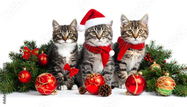 Obraz cat with christmas tree