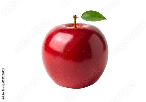 Fototapeta Fresh Red Apple with Leaf on Transparent Background
