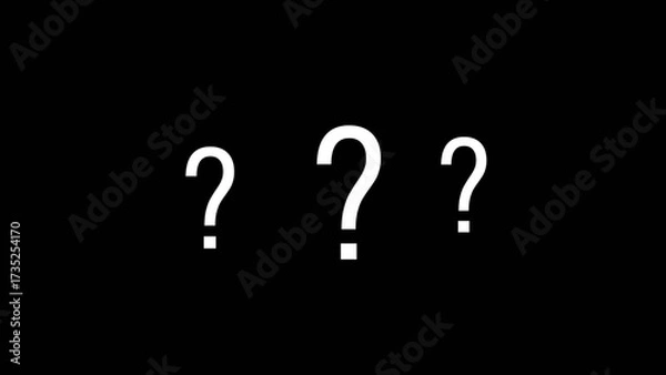 Obraz Question mark icon white color animation on black background, illustration