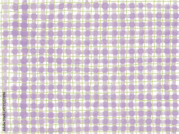 Fototapeta 手描き背景　チェック　水彩　パープル
