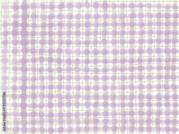 Fototapeta 手描き背景　水彩　チェック　パープル