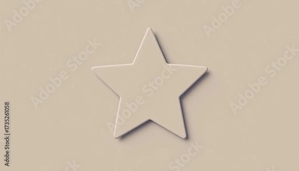 Fototapeta Simple, five-pointed star shape, flat design, solid color,  red,  white