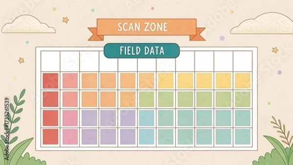 Fototapeta Colorful Scan Zone Template for Field Data Visualization
