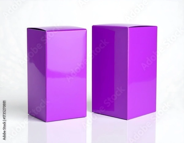 Obraz Two identical purple boxes on a white surface